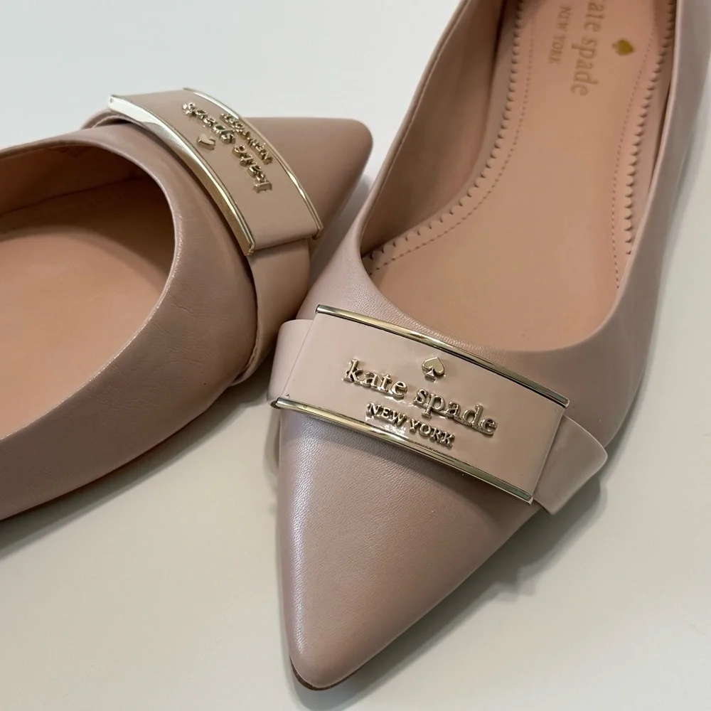 Kate Spade Deneuve Blush Pink Leather Pointed Toe Ballet Flats Slip On Size 8B
